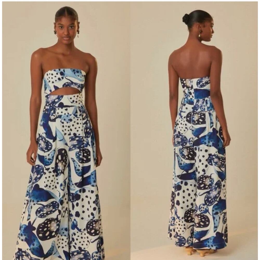 Farm Rio Mantas Strapless Maxi Jumpsuit - Picture 2 of 8